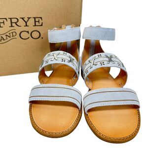 Frye & Co Port to Band Sandal Leather Sandal Ice Blue Women 7.5M NWB Ankle Strap